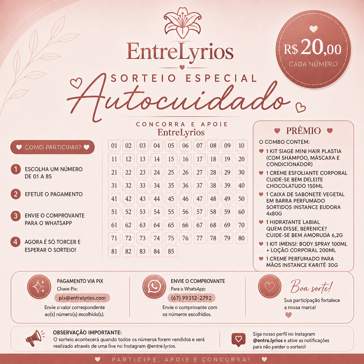 Prêmios do sorteio EntreLyrios